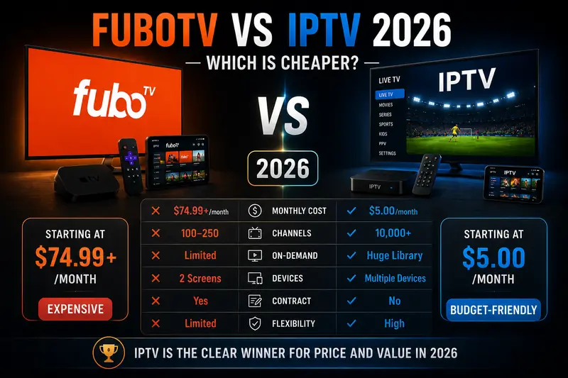 FuboTV vs IPTV 2026 — Which Is Cheaper? (Full Comparison) FuboTV vs IPTV 2026 — Which Is Cheaper? (Full Comparison)